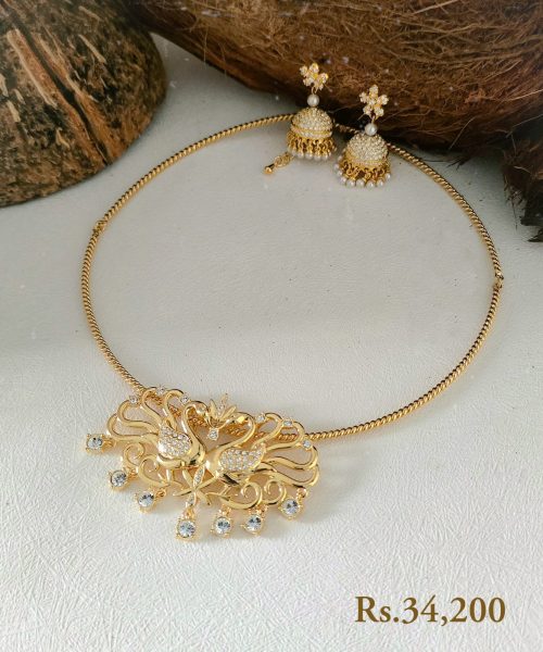 Hansa Puttuwa Stone Dangling Necklace Set