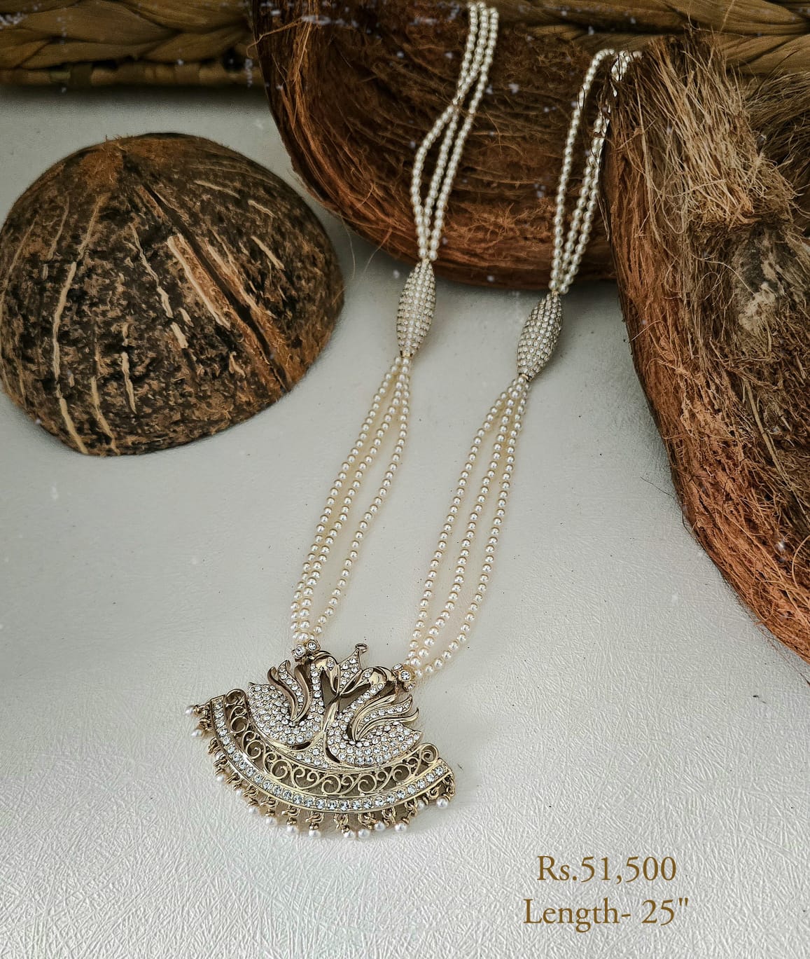 Hansa Puttuwa Drooping Pearl Strand Necklace - Image 2