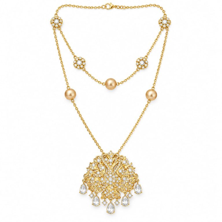 Regal Teardrop Hansa Almond Necklace