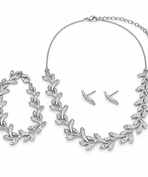 Silver Leaf Necklace Set