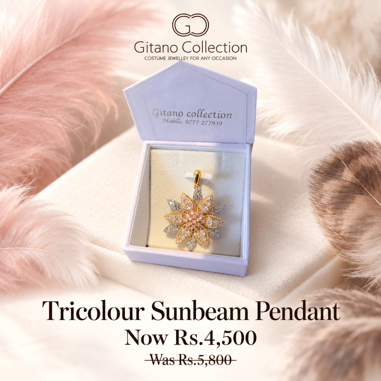 Tricolour Sunbeam Necklace Set With Bangle 4 Tricolour Sunbeam Necklace Set With Bangle - Image 4