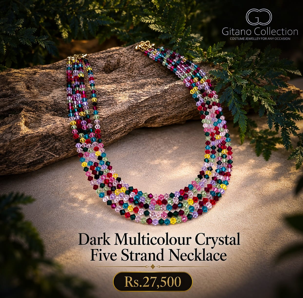 Dark Multicolour Crystal Necklace 1 Dark Multicolour Crystal Necklace
