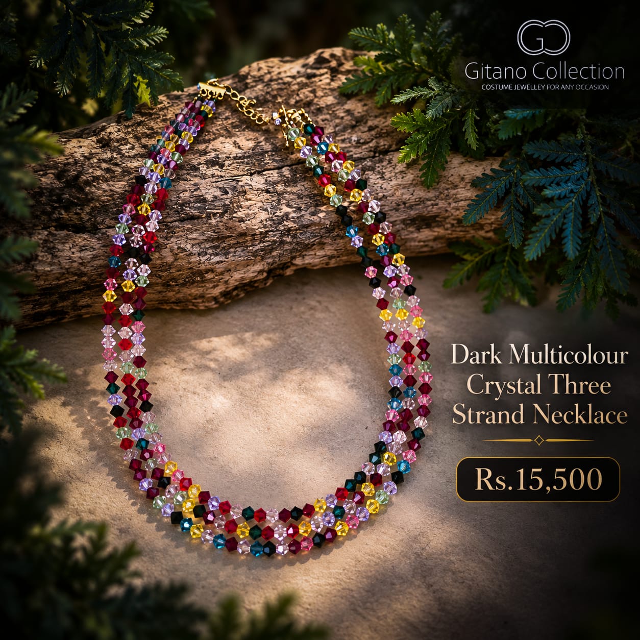 Dark Multicolour Crystal Necklace 2 Dark Multicolour Crystal Necklace - Image 2