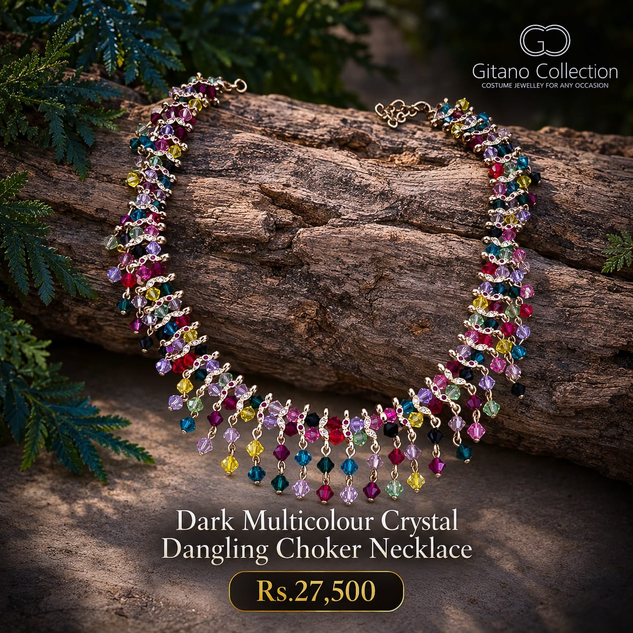 Dark Multicolour Crystal Necklace 3 Dark Multicolour Crystal Necklace - Image 3