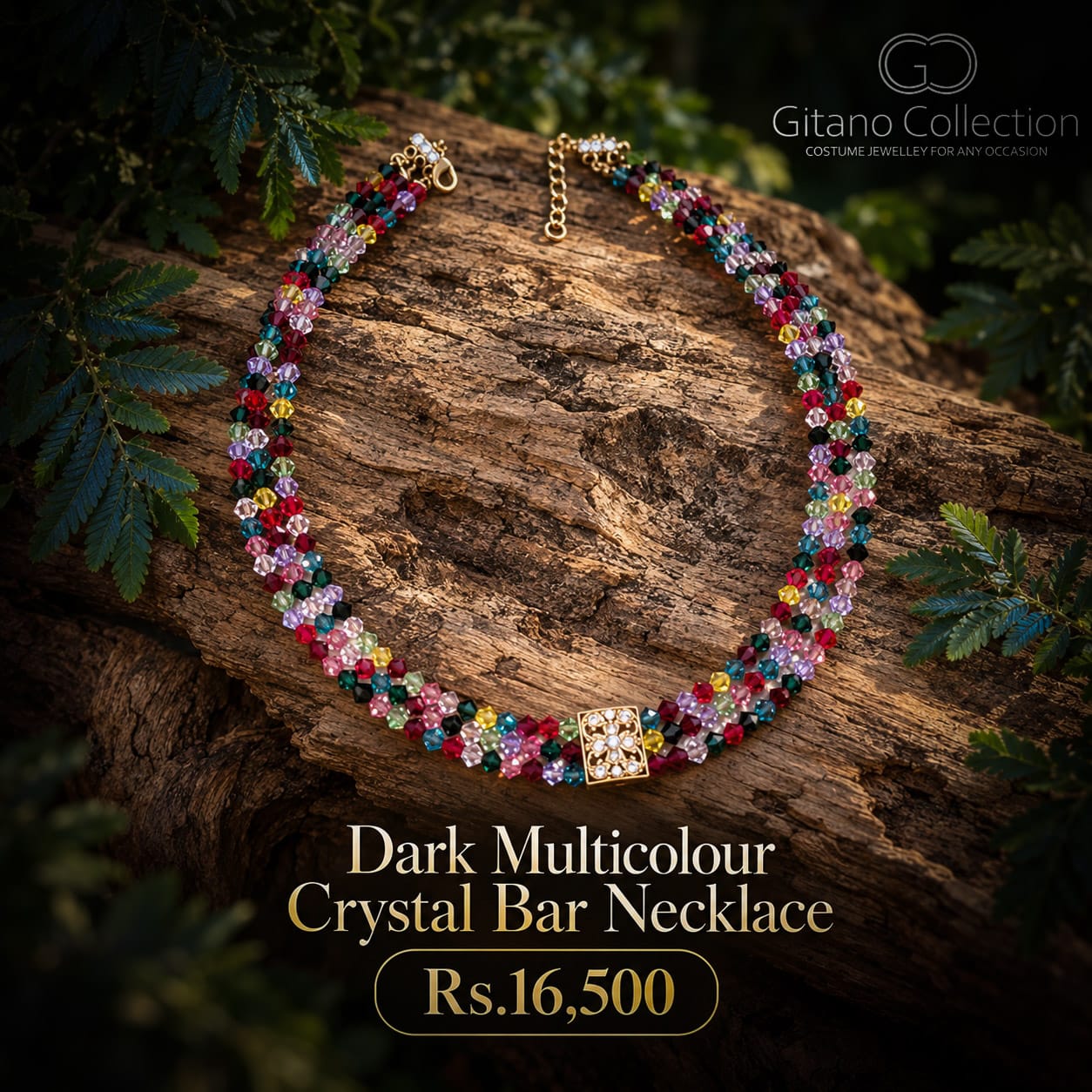 Dark Multicolour Crystal Necklace 4 Dark Multicolour Crystal Necklace - Image 4
