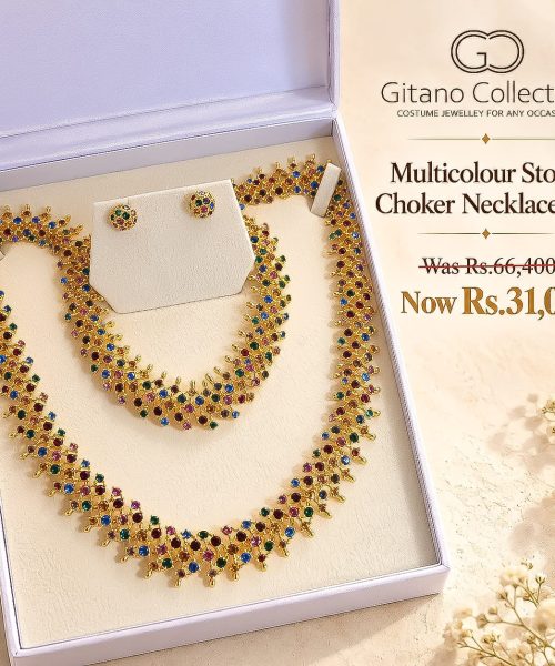 Multicolour Stone Choker Necklace Set
