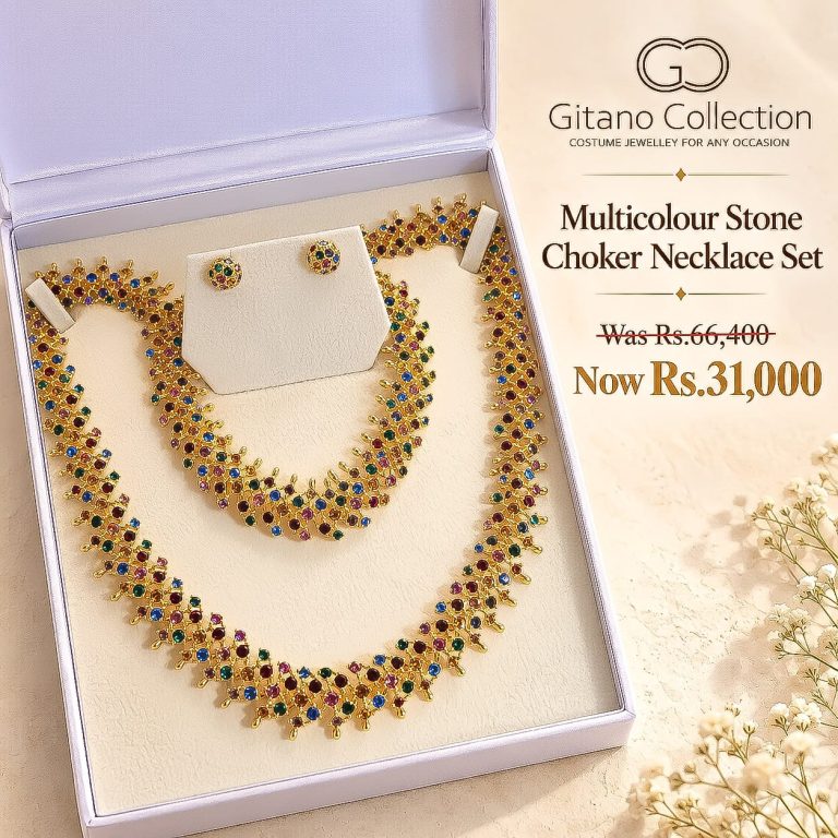 Multicolour Stone Choker Necklace Set