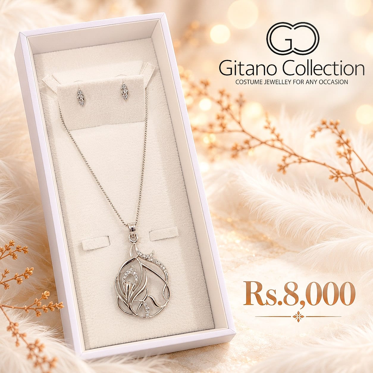 Floral Leaf Design Necklace Set 2 Floral Leaf Design Necklace Set - Image 2