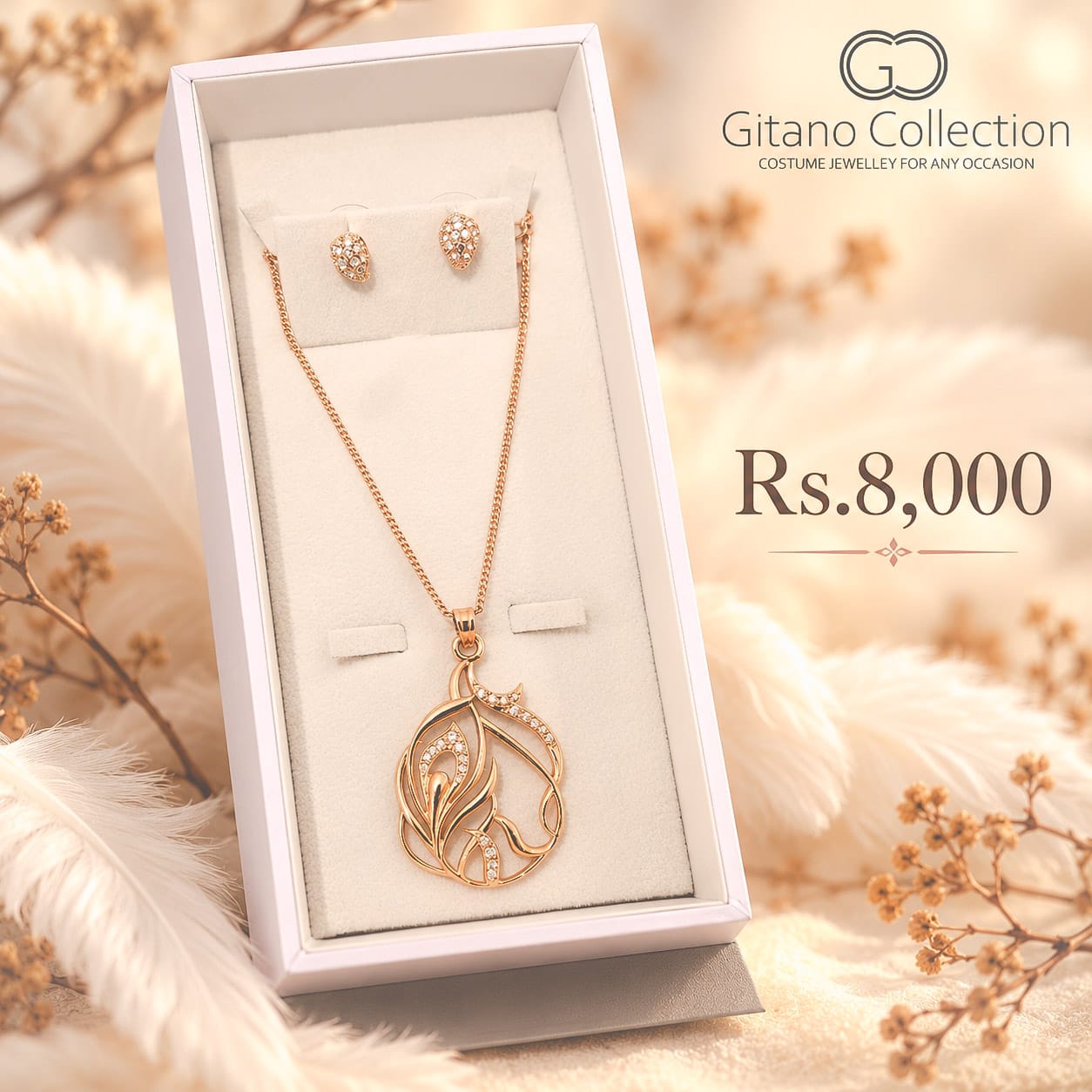 Floral Leaf Design Necklace Set 3 Floral Leaf Design Necklace Set - Image 3