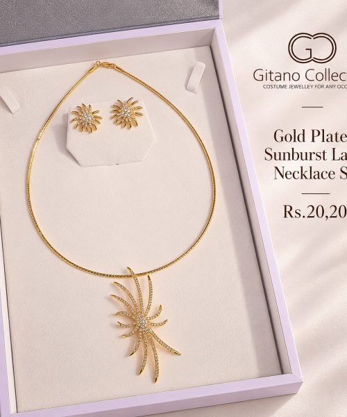 Gold Plated Sunburst Lasso Necklace Set