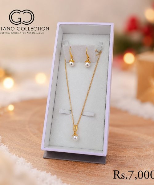 Round Pearl Drop Pendant Necklace Set