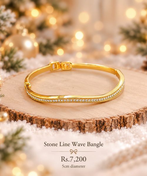 Stone Line Wave Bangle-Christmas