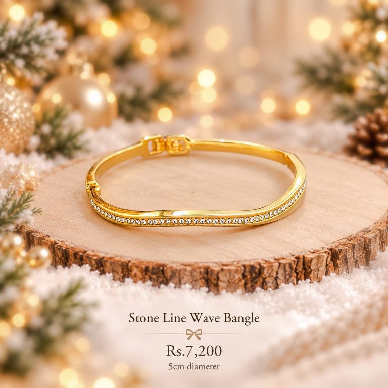 Stone Line Wave Bangle-Christmas