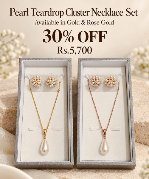 Pearl Teardrop Cluster Necklace Set