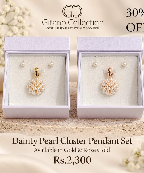 Dainty Pearl Cluster Pendant Set