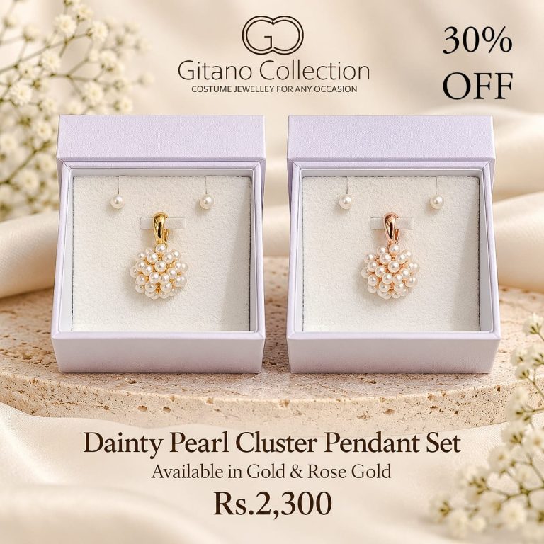 Dainty Pearl Cluster Pendant Set